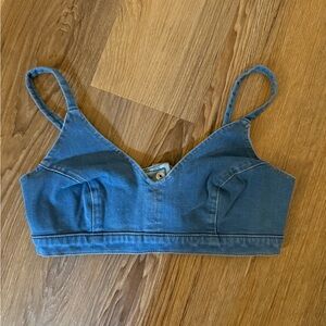 Stretch Denim Blue Women's bra Top
